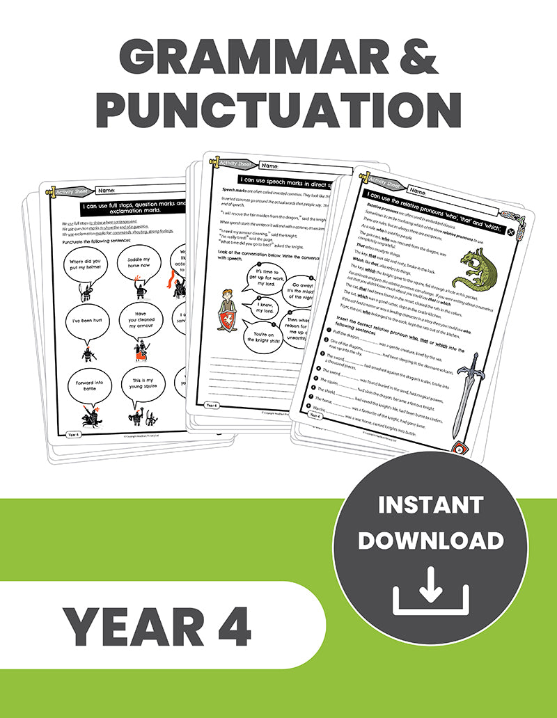Year 4 Grammar and Punctuation: INSTANT DOWNLOAD