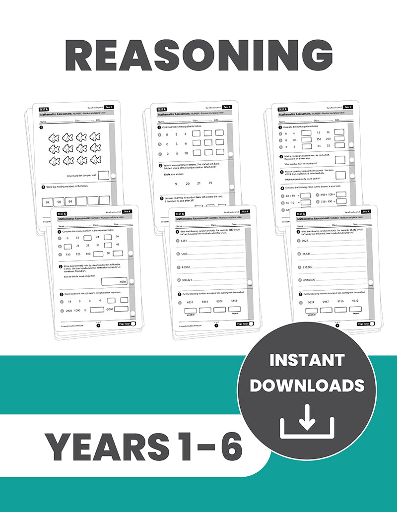 Years 1 to 6 Maths Content Domain Reasoning Tests: INSTANT DOWNLOADS