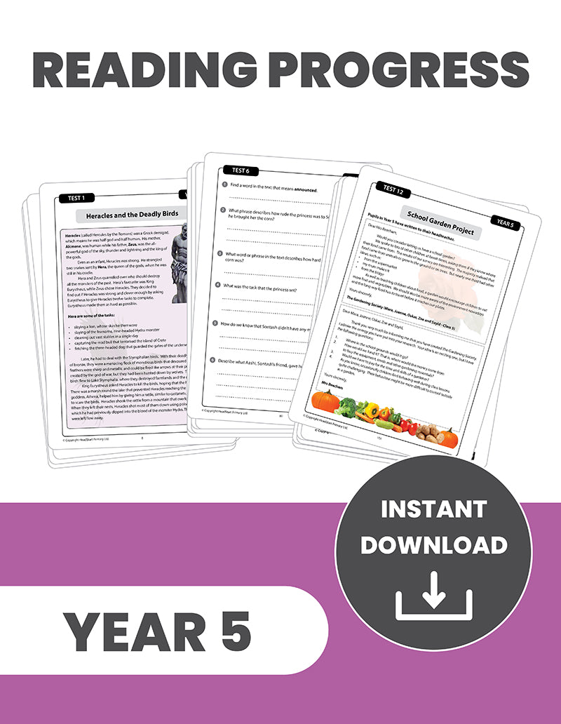 Year 5 Reading Progress Tests: INSTANT DOWNLOAD