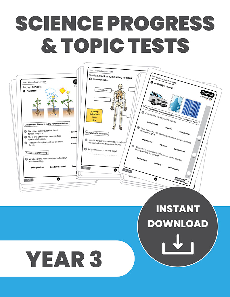 Year 3 Science Scaled Score Progress Tests and Topic Tests: INSTANT DOWNLOAD