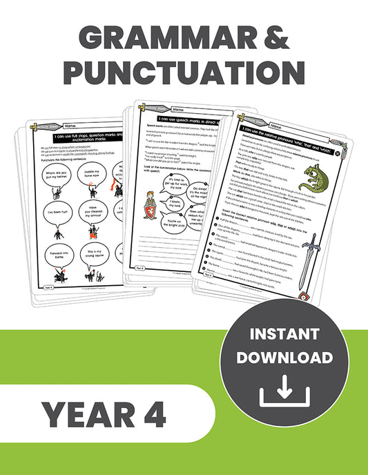 Year 4 Grammar and Punctuation: INSTANT DOWNLOAD