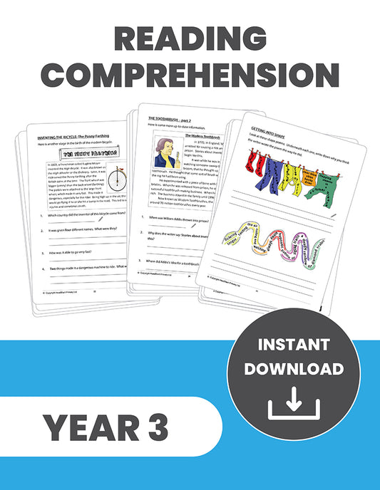 Year 3 Reading Comprehension: INSTANT DOWNLOAD