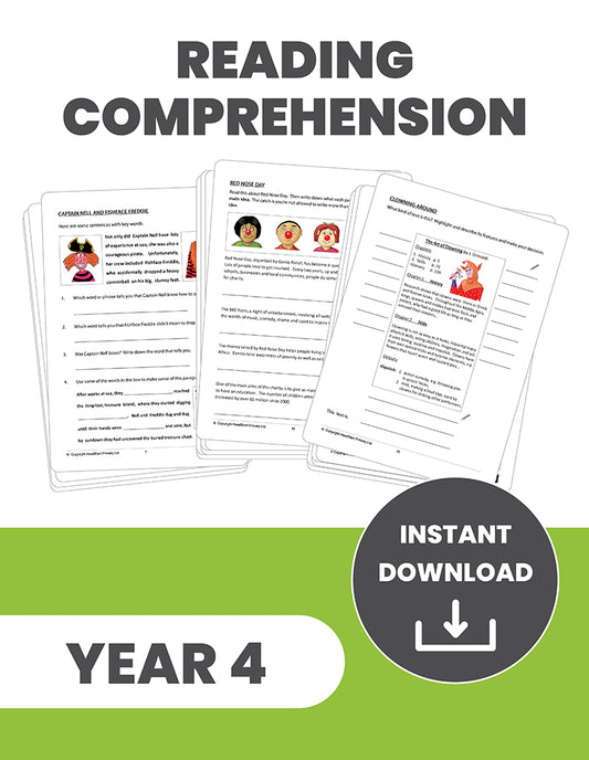 Year 4 Reading Comprehension: INSTANT DOWNLOAD