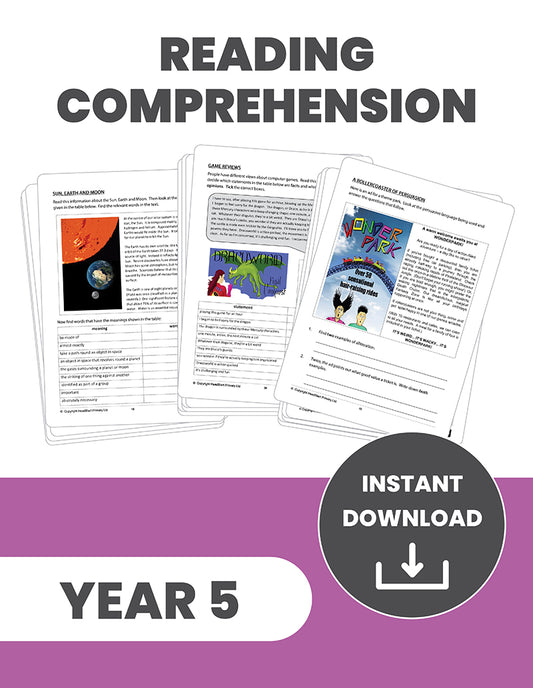 Year 5 Reading Comprehension: INSTANT DOWNLOAD