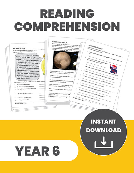 Year 6 Reading Comprehension: INSTANT DOWNLOAD