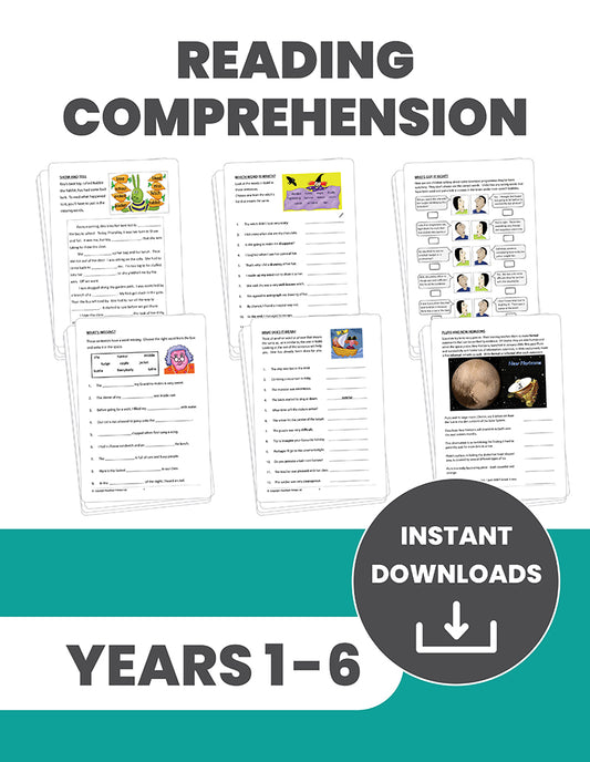 Years 1 to 6 Reading Comprehension: INSTANT DOWNLOADS