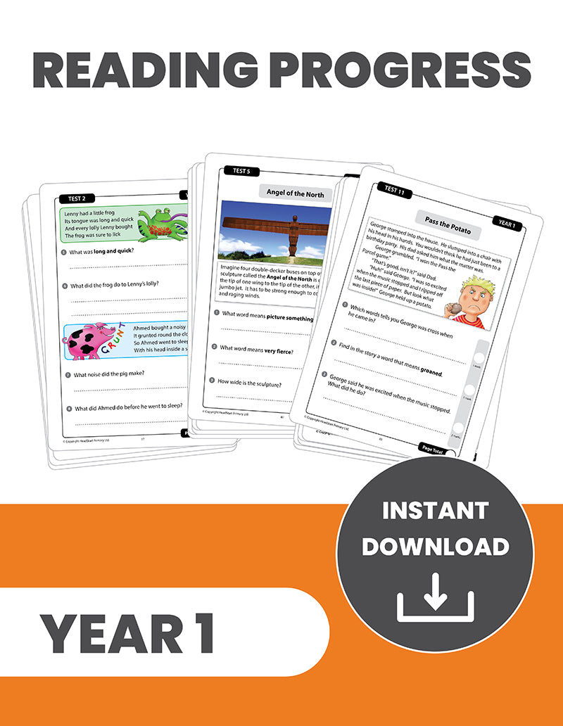 Year 1 Reading Progress Tests: INSTANT DOWNLOAD