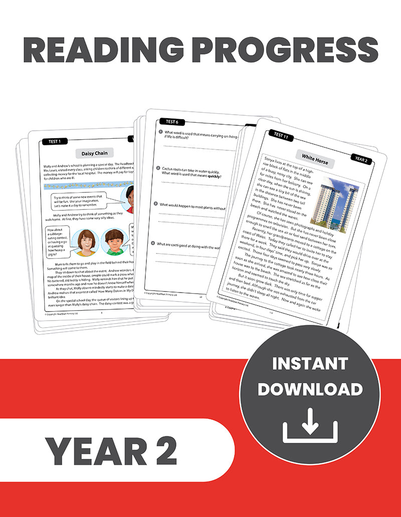Year 2 Reading Progress Tests: INSTANT DOWNLOAD