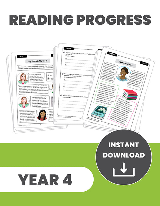 Year 4 Reading Progress Tests: INSTANT DOWNLOAD