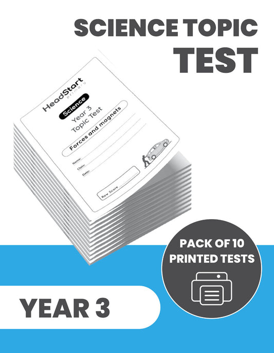 Year 3 Science Topic Test FORCES AND MAGNETS: PACK OF 10 PRINTED TESTS