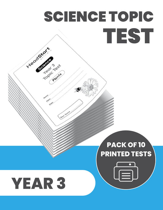 Year 3 Science Topic Test PLANTS: PACK OF 10 PRINTED TESTS
