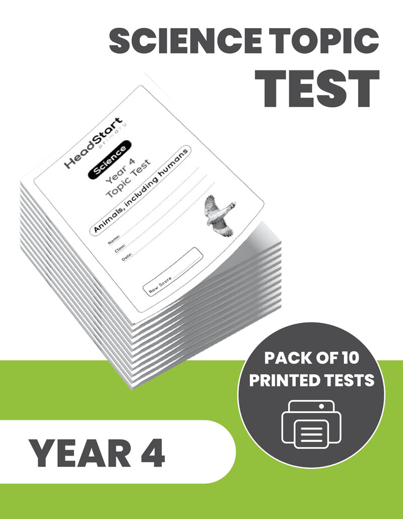 Year 4 Science Topic Test ANIMALS INCLUDING HUMANS: PACK OF 10 PRINTED ...