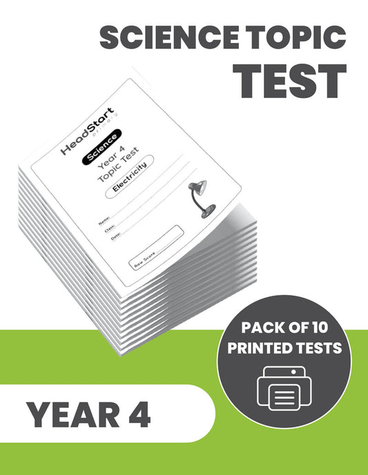 Year 4 Science Topic Test ELECTRICITY: PACK OF 10 PRINTED TESTS
