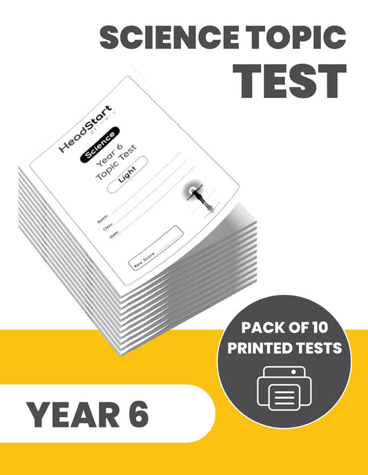 Year 6 Science Topic Test LIGHT: PACK OF 10 PRINTED TESTS