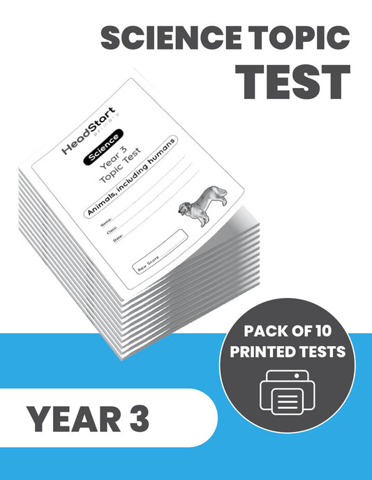 Year 3 Science Topic Test ANIMALS INCLUDING HUMANS: PACK OF 10 PRINTED TESTS
