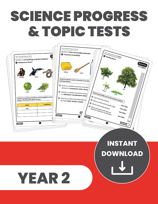 Year 2 Science Scaled Score Progress Tests and Topic Tests: INSTANT DOWNLOAD