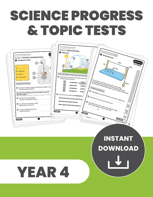 Year 4 Science Scaled Score Progress Tests and Topic Tests: INSTANT DOWNLOAD