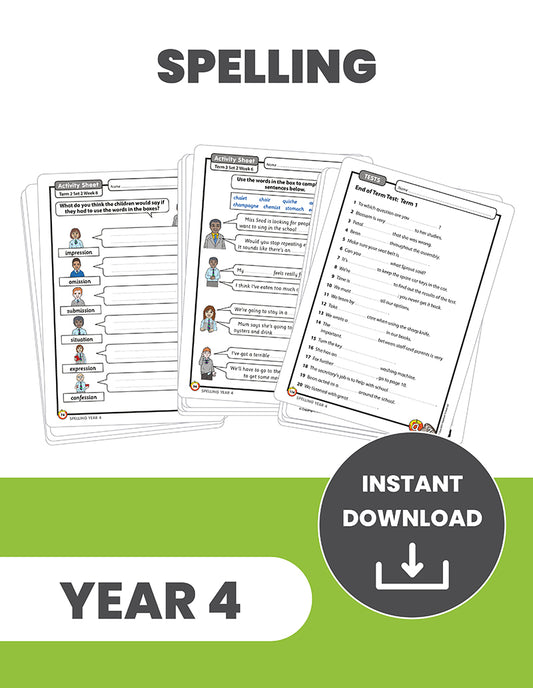 Year 4 Spelling: INSTANT DOWNLOAD