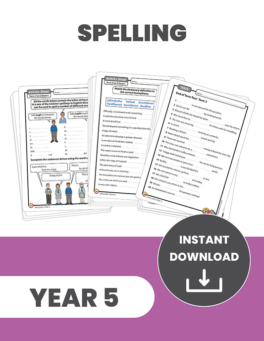 Year 5 Spelling: INSTANT DOWNLOAD